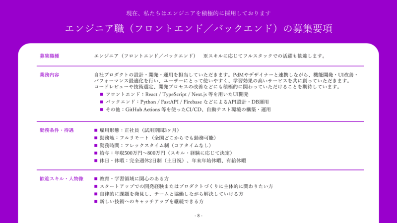 【パワーポイント】「採用・募集要件」の無料テンプレート｜登録不要