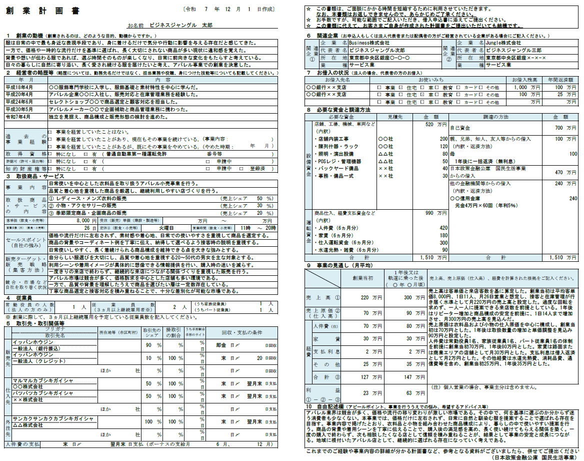 【記入例・テンプレート付き】アパレル事業の創業計画書を徹底解説