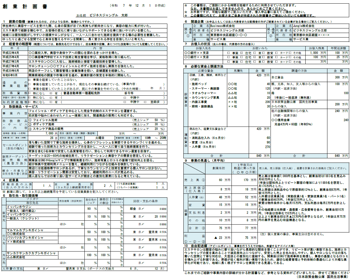 【記入例・テンプレート付き】エステサロンの創業計画書を徹底解説