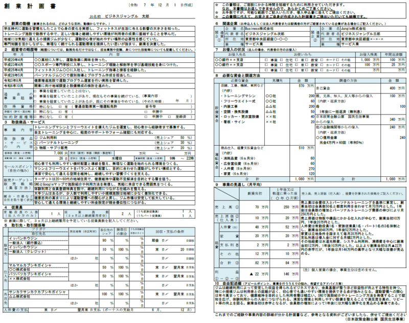 【記入例・テンプレート付き】ジムの創業計画書を徹底解説