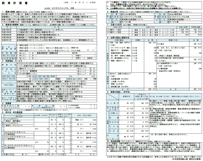 【記入例・テンプレート付き】ピアノ教室の創業計画書を徹底解説