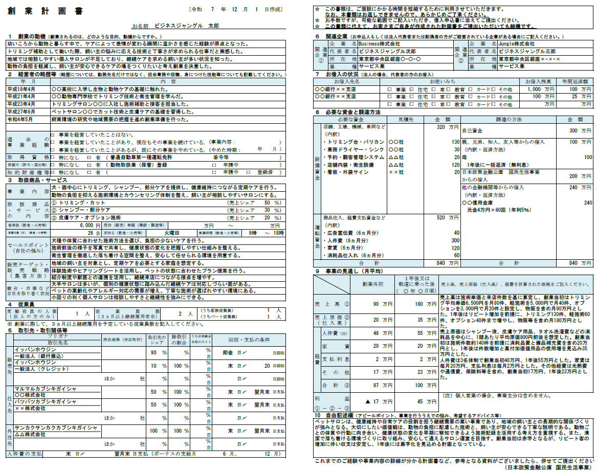 【記入例・テンプレート付き】ペットサロンの創業計画書を徹底解説