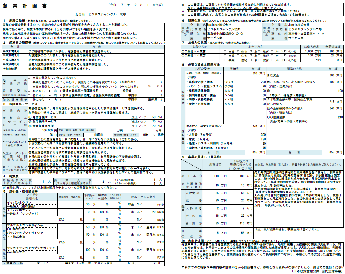 【記入例・テンプレート付き】介護事業の創業計画書を徹底解説