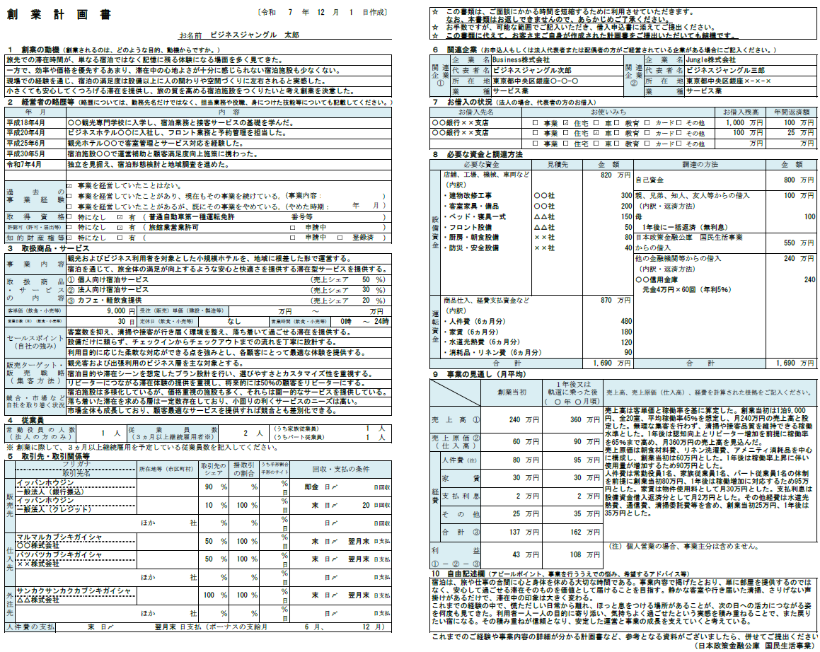 【記入例・テンプレート付き】宿泊業（ホテル）の創業計画書を徹底解説