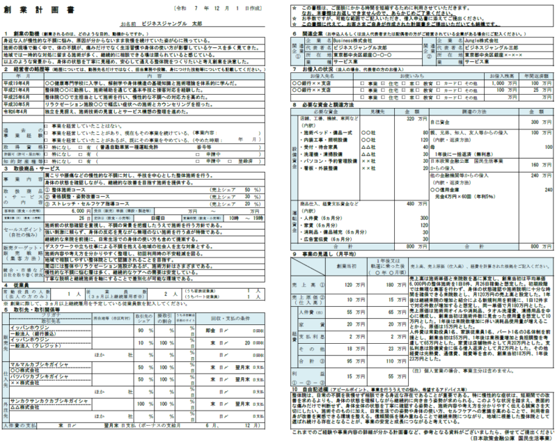 【記入例・テンプレート付き】整体院の創業計画書を徹底解説