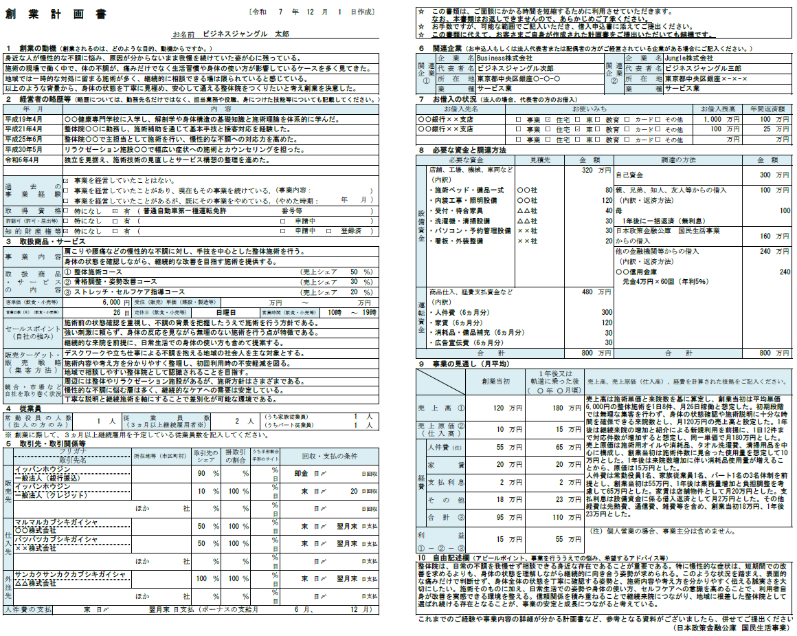 【記入例・テンプレート付き】整体院の創業計画書を徹底解説