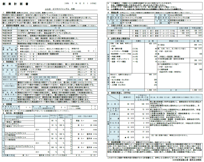 【記入例・テンプレート付き】物販の創業計画書を徹底解説