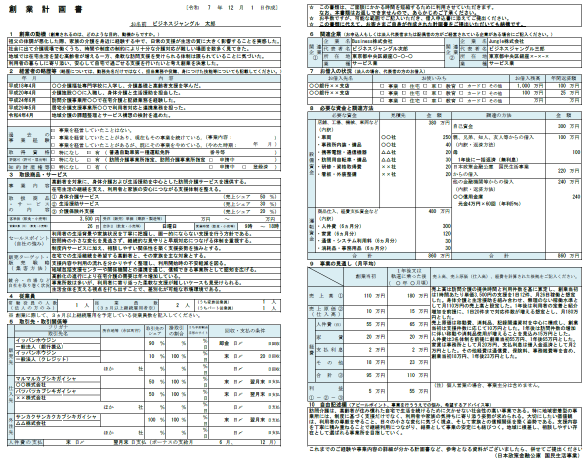 【記入例・テンプレート付き】訪問介護の創業計画書を徹底解説