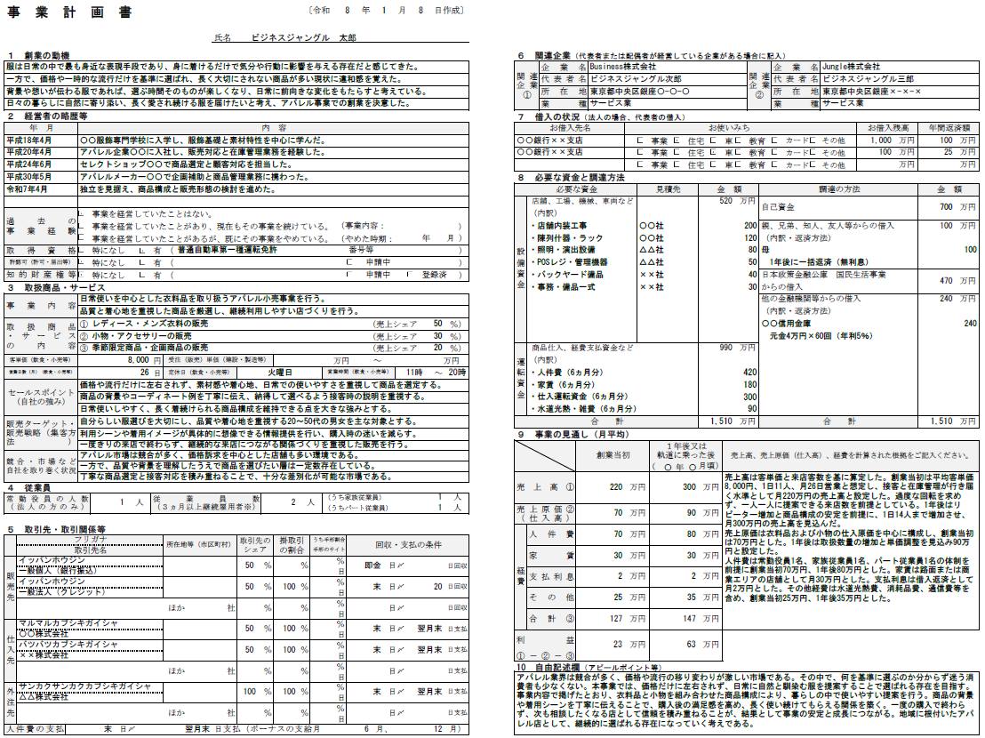 【記入例・テンプレート付き】アパレルの事業計画書を徹底解説
