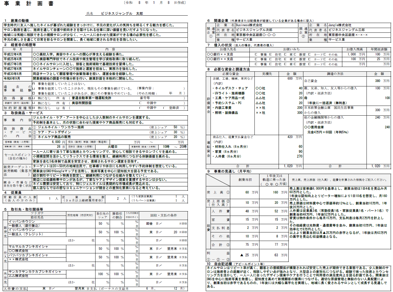 【記入例・テンプレート付き】ネイルサロンの事業計画書を徹底解説