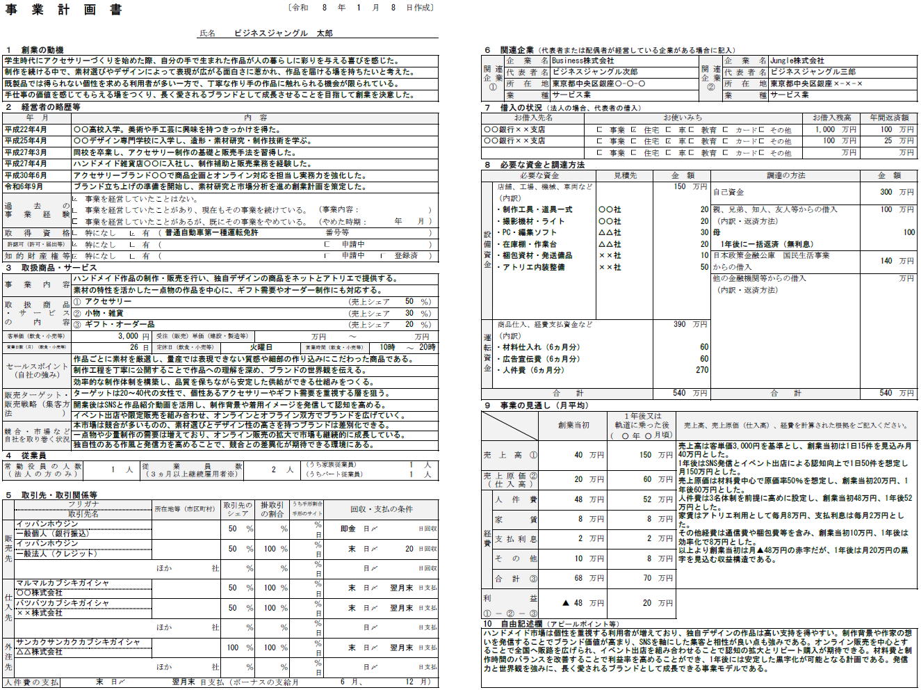 【記入例・テンプレート付き】ハンドメイド事業の事業計画書を徹底解説