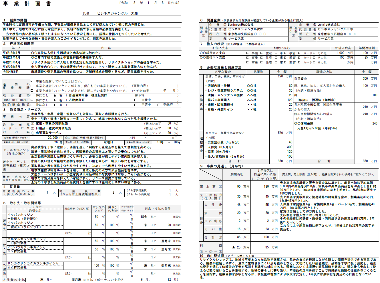 【記入例・テンプレート付き】リサイクルショップの事業計画書を徹底解説