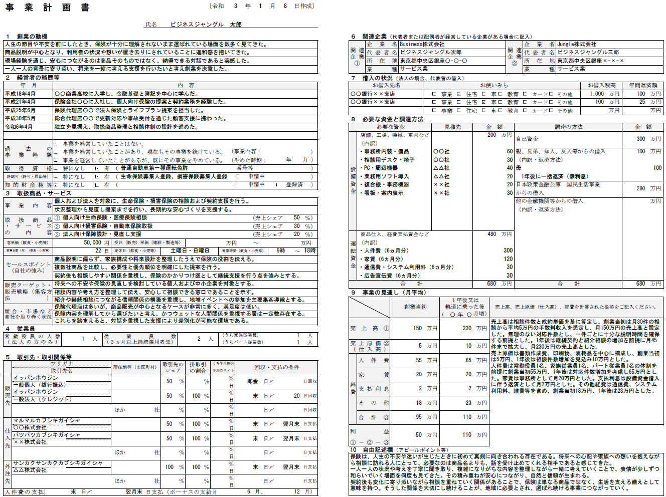 【記入例・テンプレート付き】保険代理店の事業計画書を徹底解説