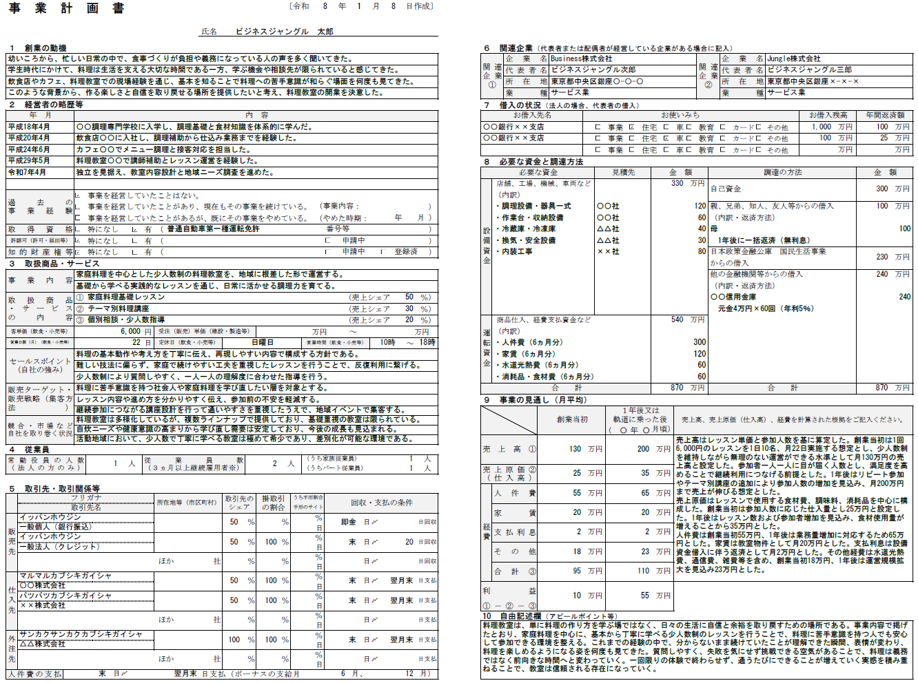 【記入例・テンプレート付き】料理教室の事業計画書を徹底解説