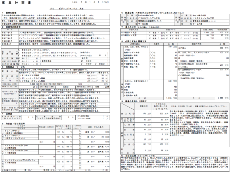 【記入例・テンプレート付き】マツエクサロンの事業計画書を徹底解説